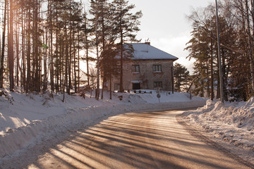 an old snow-covered house, photographed on a mountain in serbia as a landscape