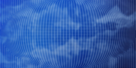 Fototapeta premium Abstract blue globe with grid line and cloud