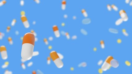 カラフルな様々な形の薬が沢山並んでいる画像