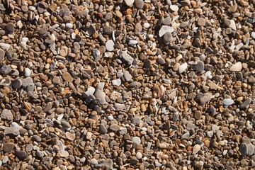 Gravel pattern of wet colored stones. Abstract nature background of pebbles. Stone background.