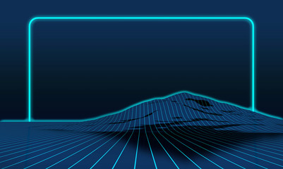 projection of light strips onto mountain topography