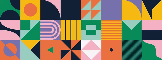 Stickers pour porte Années 50 Modèle vectoriel abstrait du milieu du siècle