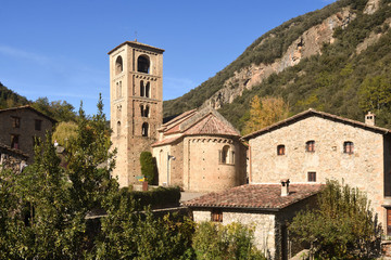 Fototapeta na wymiar Romanesque church of Sant Cristofor of Beget, Alta Garrotxa, Girona, Spain