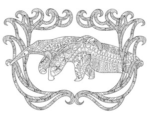 High detail anteater with baby.