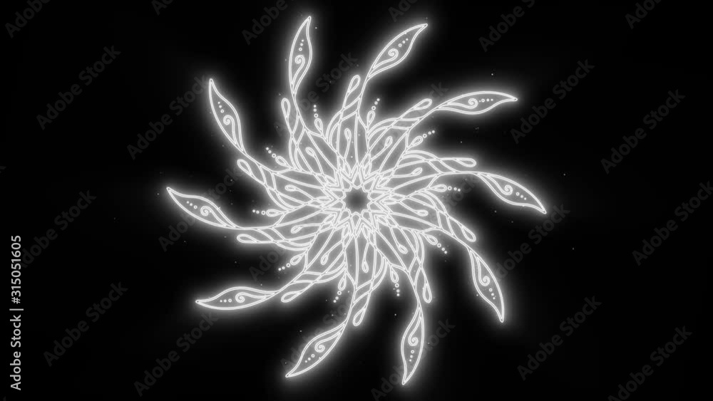 Poster abstract mandala shapes background loop/ 4k animation of an abstract background with black and white
