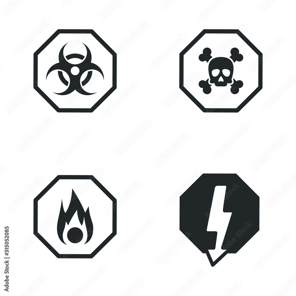 Aufkleber danger warning icon template color editable. danger warning symbol vector sign isolated on white bac