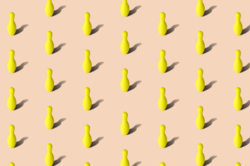 Skittles game set minimal creative concept.