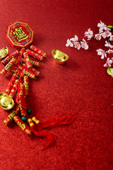 Decorate Chinese new year festival on red