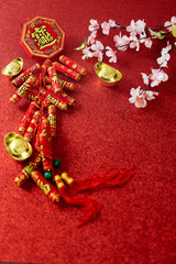 Decorate Chinese new year festival on red
