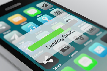 Fototapeta premium Sent Email Process on Smart Phone Screen