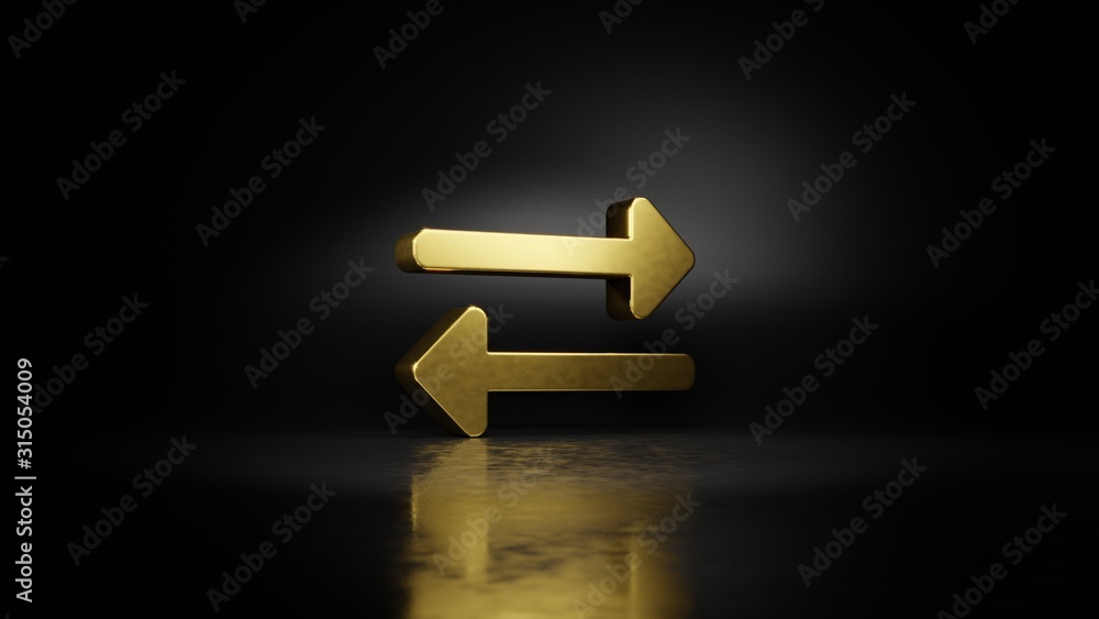 Poster gold metal symbol of exchange alt 3d rendering with blurry reflection on floor with dark background