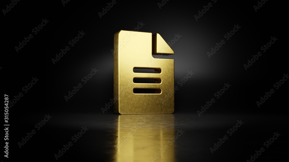 Aufkleber gold metal symbol of file alt 3d rendering with blurry reflection on floor with dark background