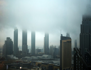 Dubai city views during torrential rains in January 2020
