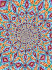 Colorful digital graphic kaleidoscope symmetry mandala style in laser light sunray trial pattern, Tie Dye , spiderweb art abstract background for art projects, banner, business,   card, 3D, template