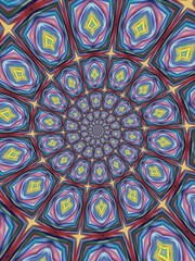 Colorful digital graphic kaleidoscope symmetry mandala style in laser light sunray trial pattern, Tie Dye , spiderweb art abstract background for art projects, banner, business,   card, 3D, template