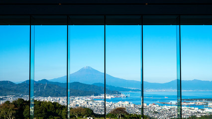 Fuji Mountain and Shimizu Industrial Port from the window 2