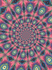 Colorful digital graphic kaleidoscope symmetry mandala style in laser light sunray trial pattern, Tie Dye , spiderweb art abstract background for art projects, banner, business,   card, 3D, template