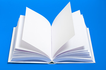 Mockup of opened blank square ctalogue at white design paper background