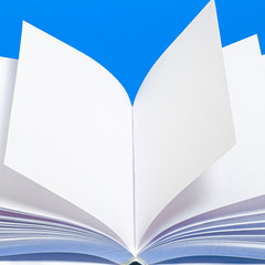 Mockup of opened blank square ctalogue at white design paper background