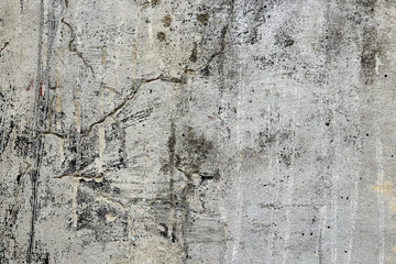 Grey concrete damaged texture, wallpaper and background, close-up. Grunge rustic design, decoration and exterior or interior details concept