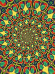 Colorful digital graphic kaleidoscope symmetry mandala style in laser light sunray trial pattern, Tie Dye , spiderweb art abstract background for art projects, banner, business,   card, 3D, template