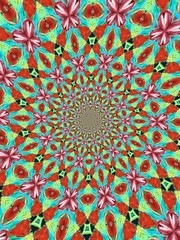 Colorful digital graphic kaleidoscope symmetry mandala style in laser light sunray trial pattern, Tie Dye , spiderweb art abstract background for art projects, banner, business,   card, 3D, template