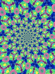 Colorful digital graphic kaleidoscope symmetry mandala style in laser light sunray trial pattern, Tie Dye , spiderweb art abstract background for art projects, banner, business,   card, 3D, template