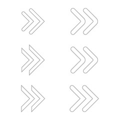 double arrow glyph icon, rewinding button, navigation pointer