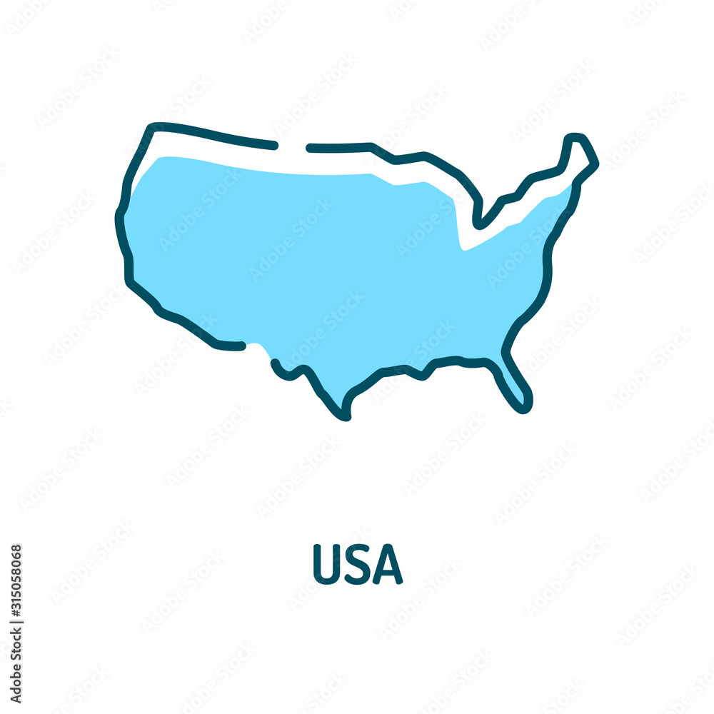 Poster usa map color line icon. border of the country. pictogram for web page, mobile app, promo. ui ux gui