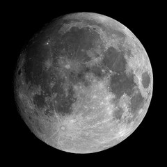 Waxing gibbous Moon phase, isolated in the black space, there are some good craters, like Copernicus, Tycho and many others.
