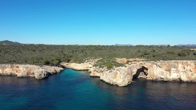 The Cala Varques lagoon in Mallorca, view from the drone