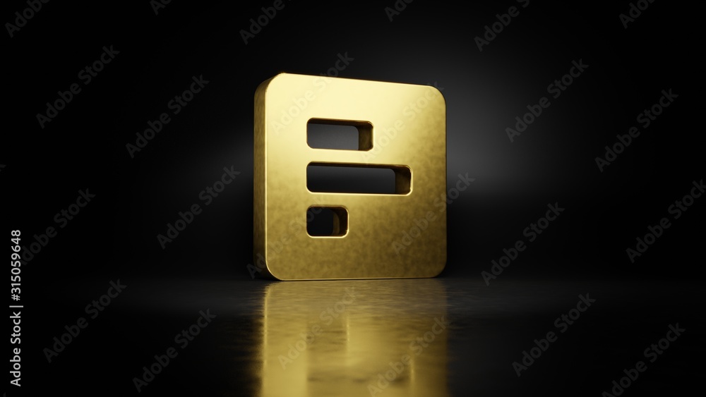 Poster gold metal symbol of poll 3d rendering with blurry reflection on floor with dark background