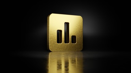 gold metal symbol of poll 3D rendering with blurry reflection on floor with dark background