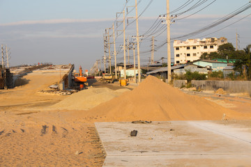The Construction clay, close by road in working area