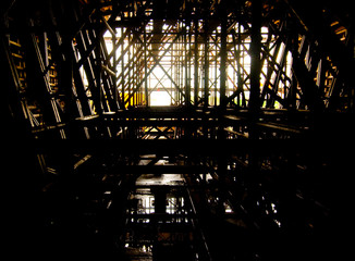 See through of scaffolding at construction of fly over