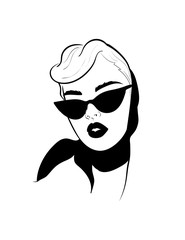 Fashion monochrome design sketch woman in style pop art