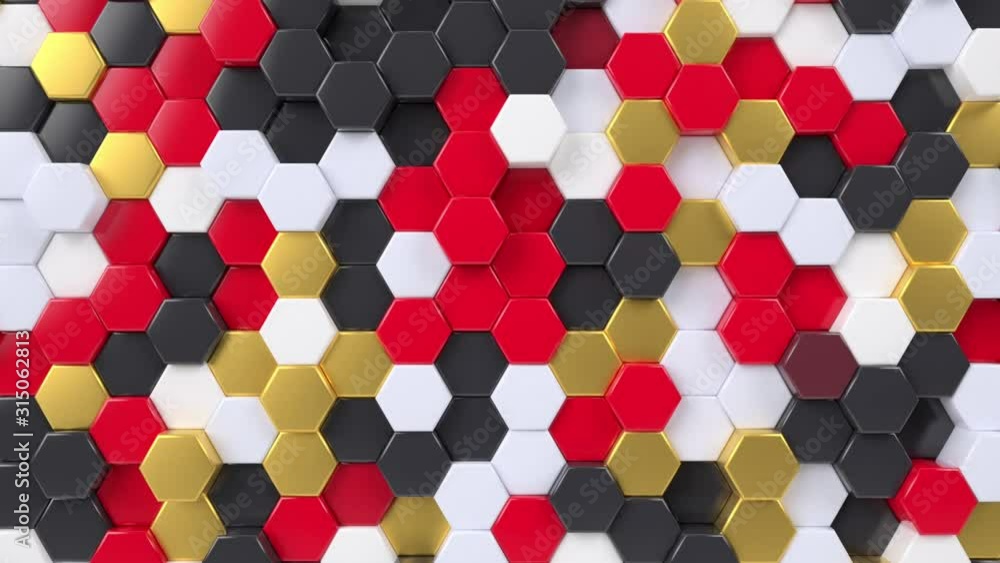 Poster hexagonal moving looping background. animated hexagons, honeycomb pattern. 3d render motion graphics