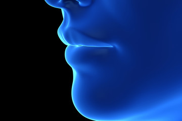3d rendered illustration of an abstrac blue female mouth