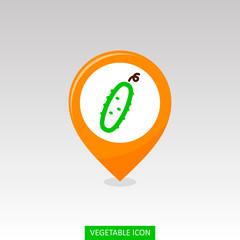 Cucumber flat pin map icon. Vegetable vector