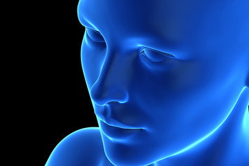 3d rendered illustration of an abstrac blue female face