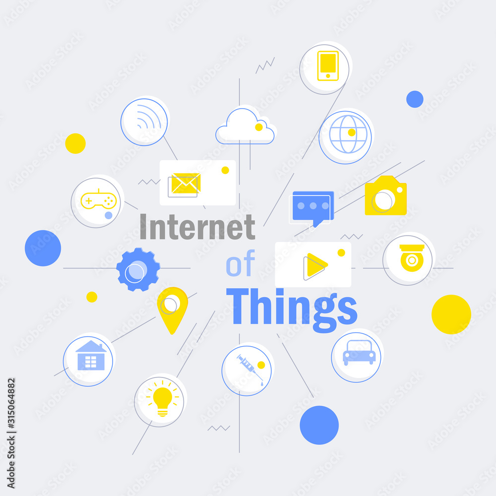 Aufkleber internet of things and internet connections infographic modern linear style, mobile control connecte