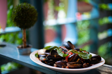 Fresh sea oysters cooked by the best cook