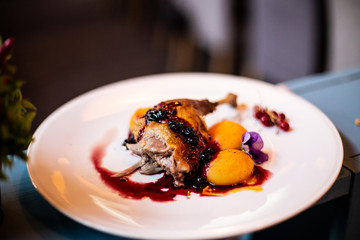 delicious peking duck in a restaurant