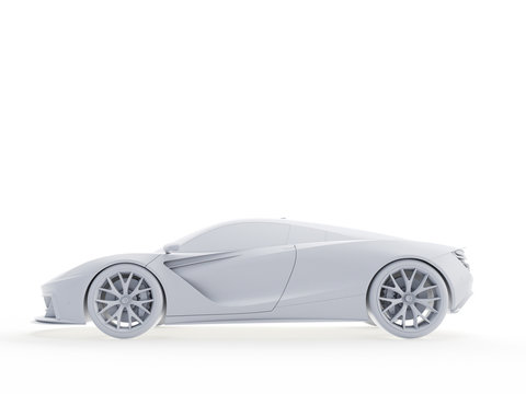 3d rendered object illustration of an abstract white sports car