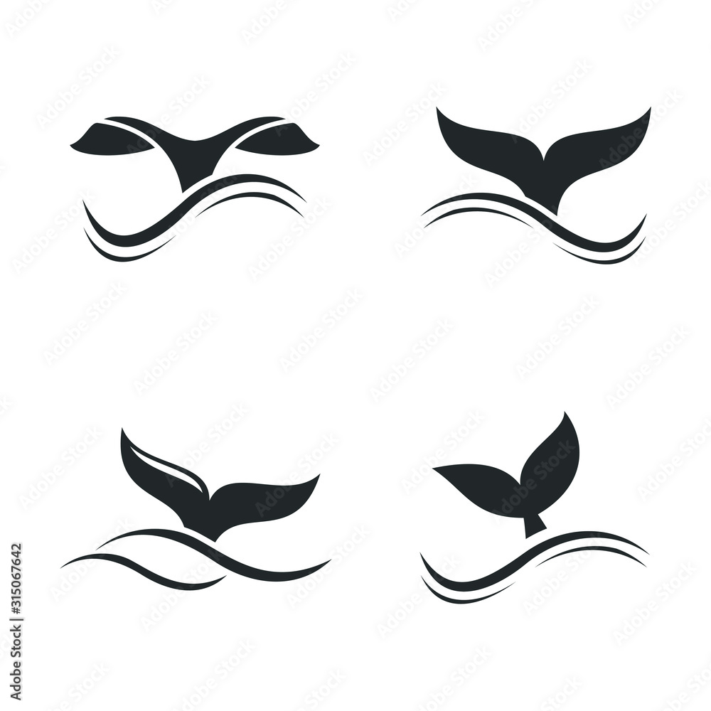 Aufkleber whale tail template color editable. whale tail symbol vector sign isolated on white background illus