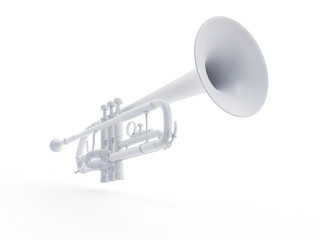 3d rendered object illustration of an abstract white trumpet