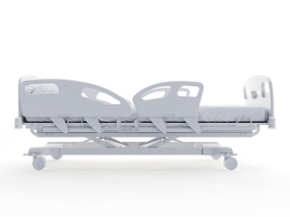 3d rendered object illustration of an abstract white hospital bed