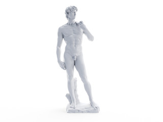 3d rendered object illustration of an abstract white david statue