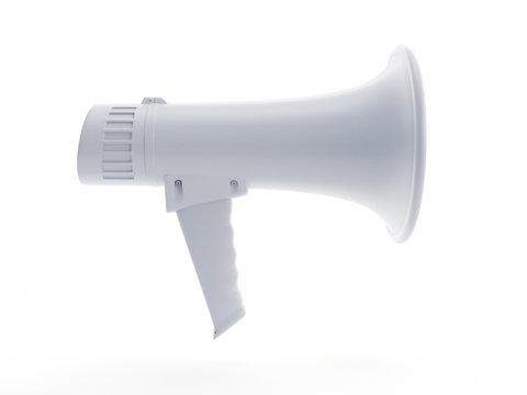 3d Rendered Object Illustration Of An Abstract White Megaphone