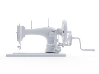 3d rendered object illustration of an abstract white sewing machine